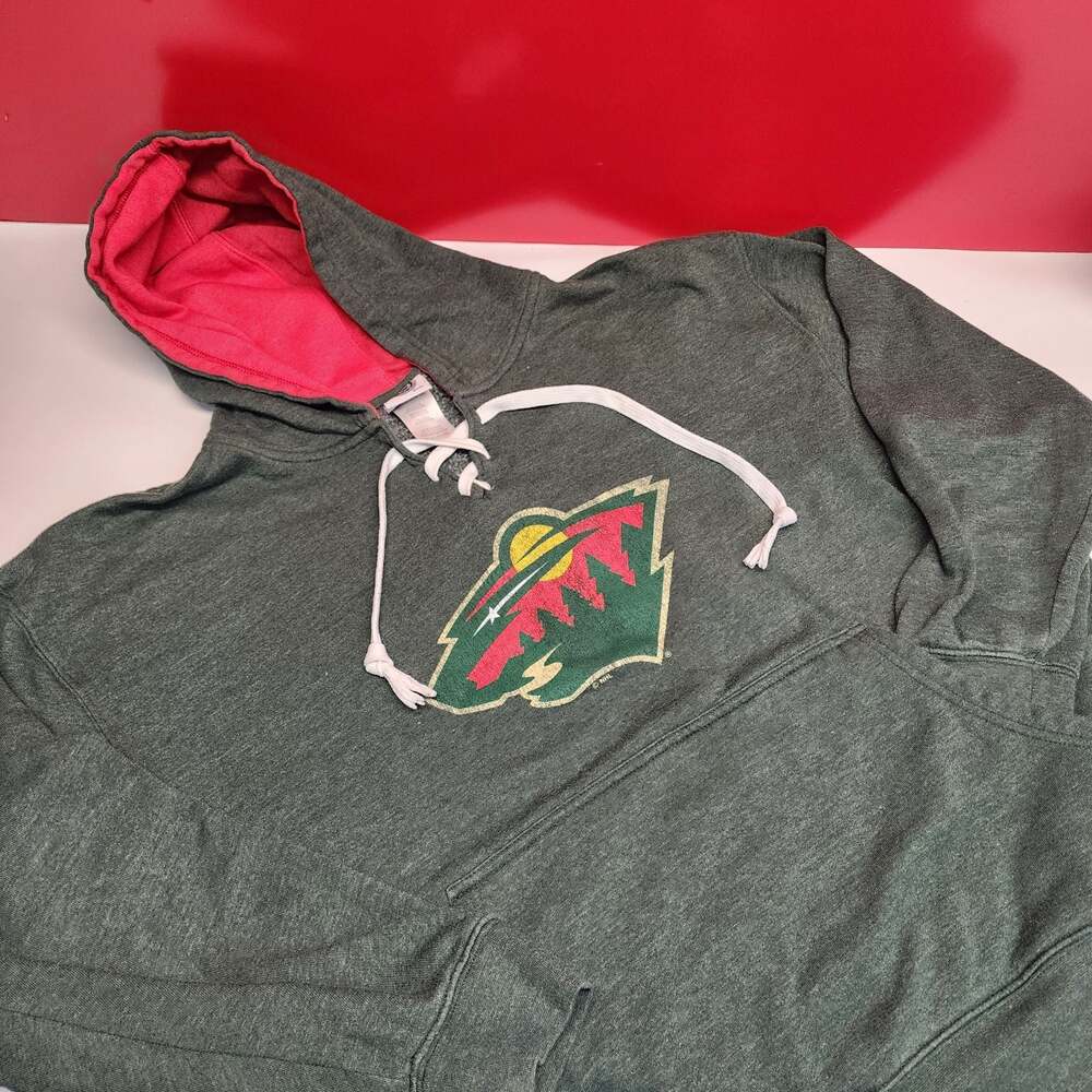 Minnesota Wild NHL Green Hoodie Sweatshirt with Red Hood Lining